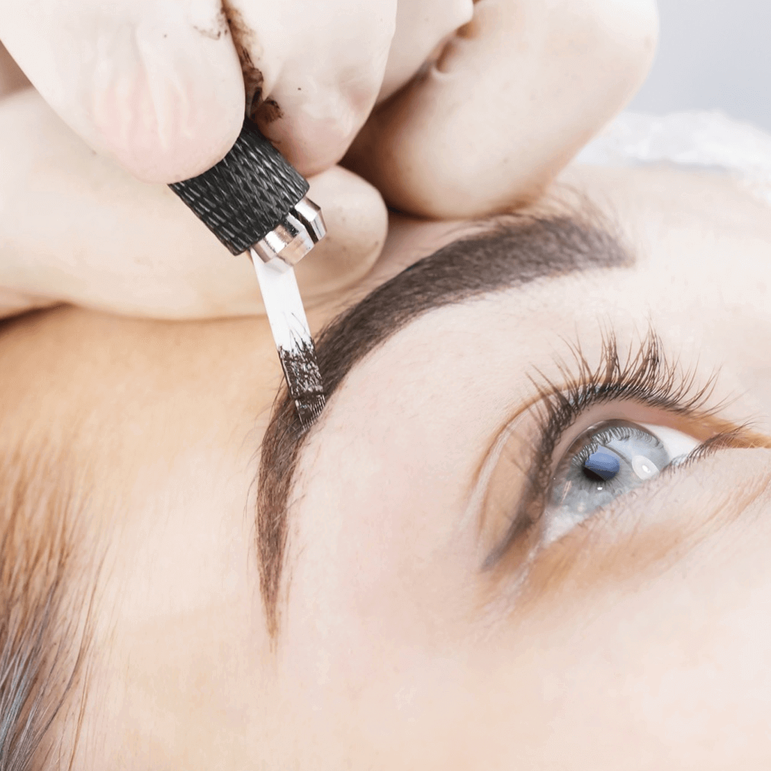 girl has microblading on face